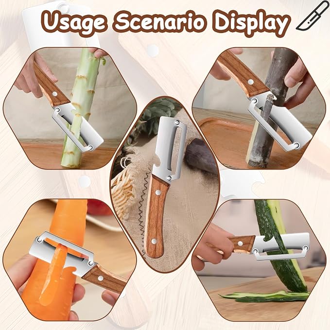 Premium Vegetable Peeler with Wooden Handle and Bottle Opener, Stainless Steel - Image 5