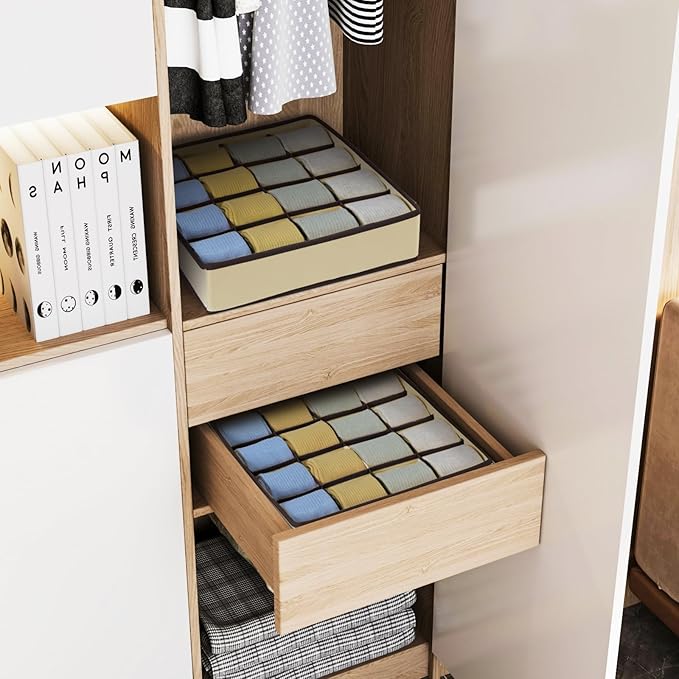 Joyoldelf Sock Drawer Organizer Divider Underwear Organizer 16-cell Fabric - Image 6