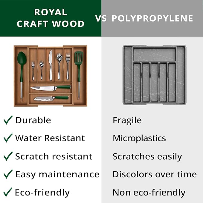 ROYAL CRAFT WOOD Luxury Bamboo Kitchen Drawer Organizer - Image 9