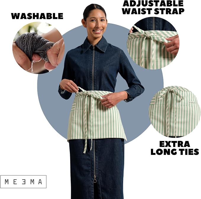 MEEMA Chef Waist Apron Cotton Fabric |Washable & Breathable Waitress & Server - Image 5