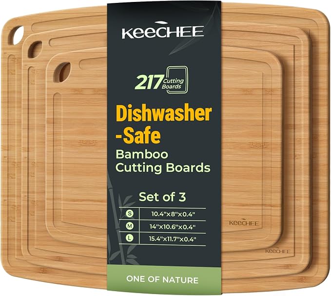 Keechee Dishwasher Safe Bamboo Cutting Boards Durable Lightweight Wood Cutting by Keechee