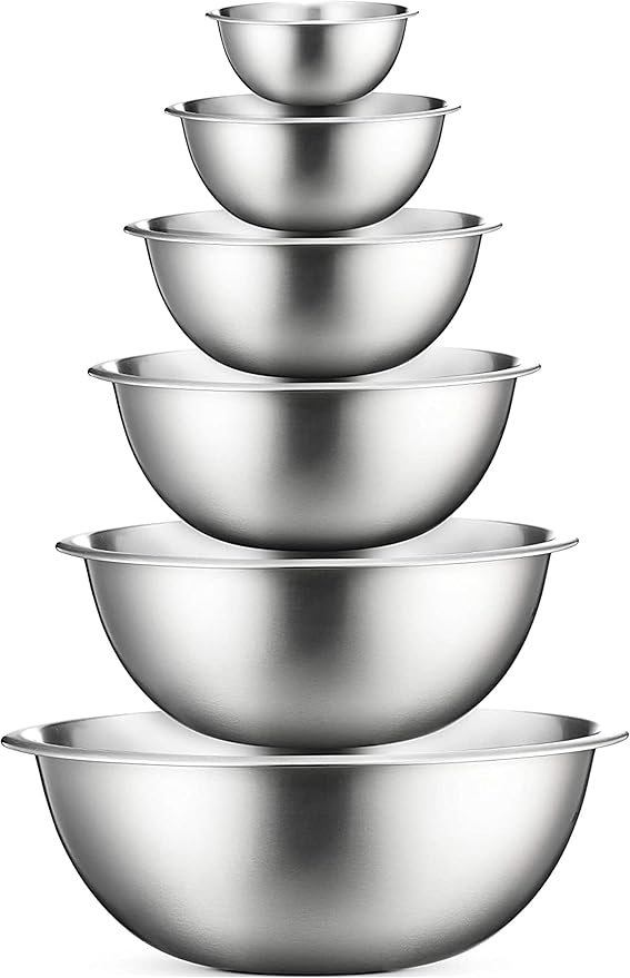 FineDine Stainless Steel Mixing Bowls Set, Dishwasher Safe, 6 Piece Metal by FINEDINE