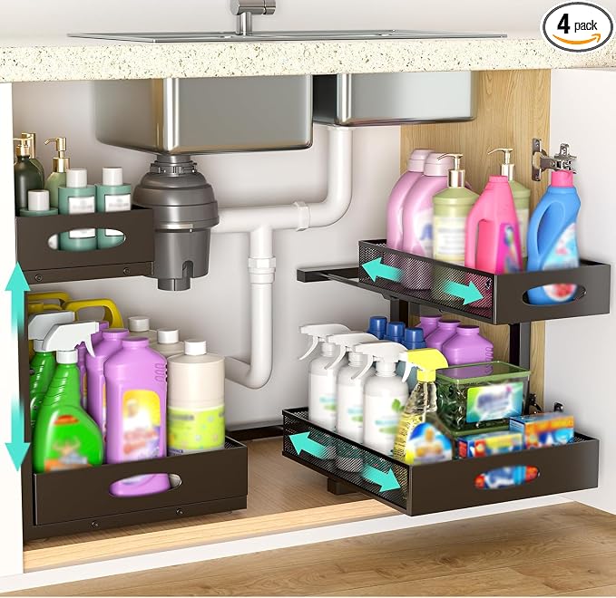 Under Sink Organizer, Extra-Wide Upgrade, Height Adjustable Organization and by Beleeb