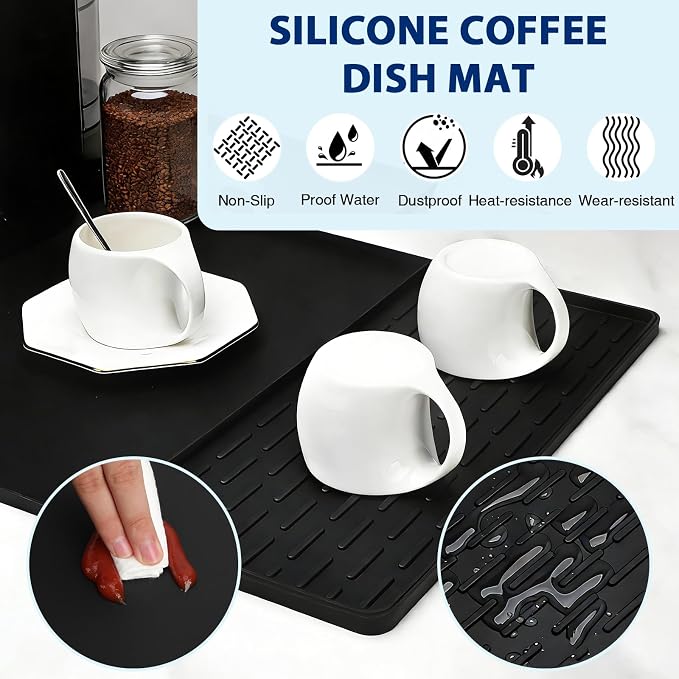 Silicone Coffee Mat 24" x 16", Heat Resistant Non Slip Leak Proof - Image 5