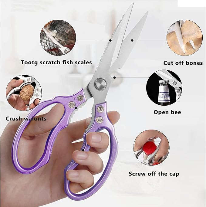 AWinjoy Heavy Duty Sharp Kitchen Scissors, Dishwasher Safe, Cooking Shears - Image 2