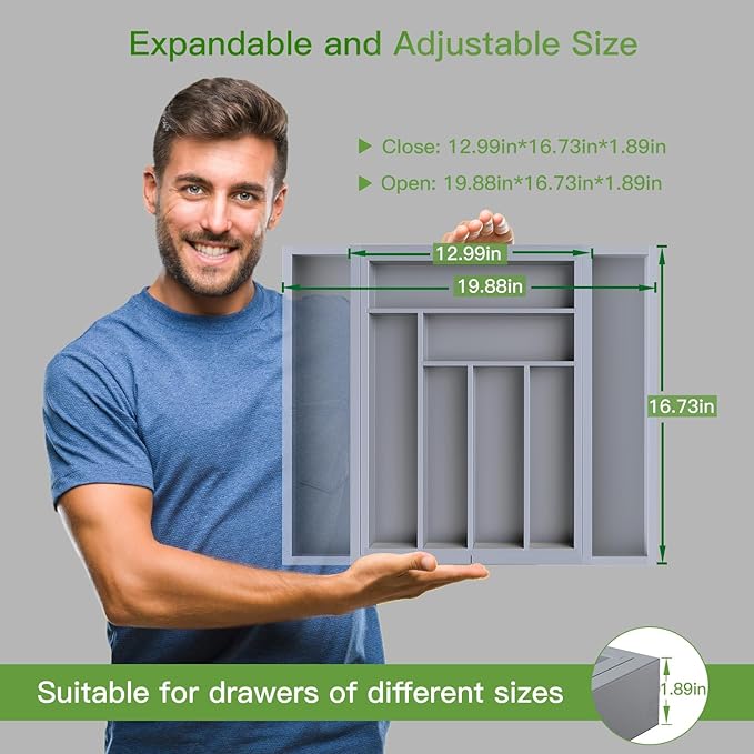 Pipishell Bamboo Expandable Drawer Organizer - Image 4