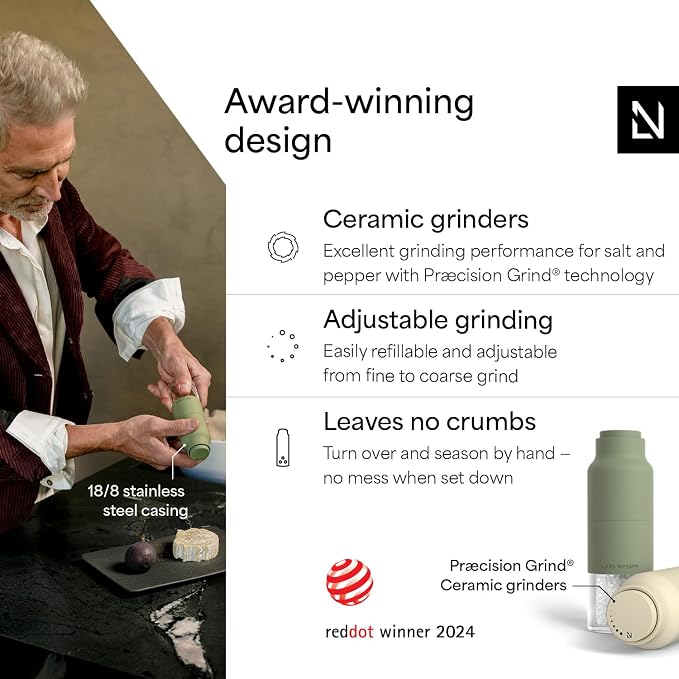 LARS NYSØM Salt and Pepper Grinder Set, Stainless Steel Manual Salt and Pepper - Image 2