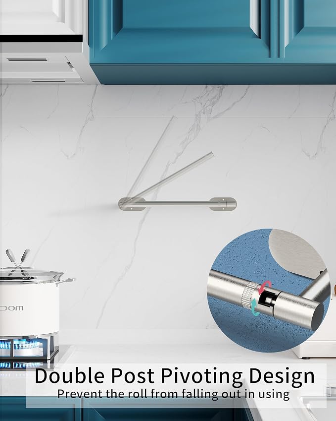 Paper Towel Holder Under Cabinet, Self Adhesive or Wall Mounted SUS304 - Image 2