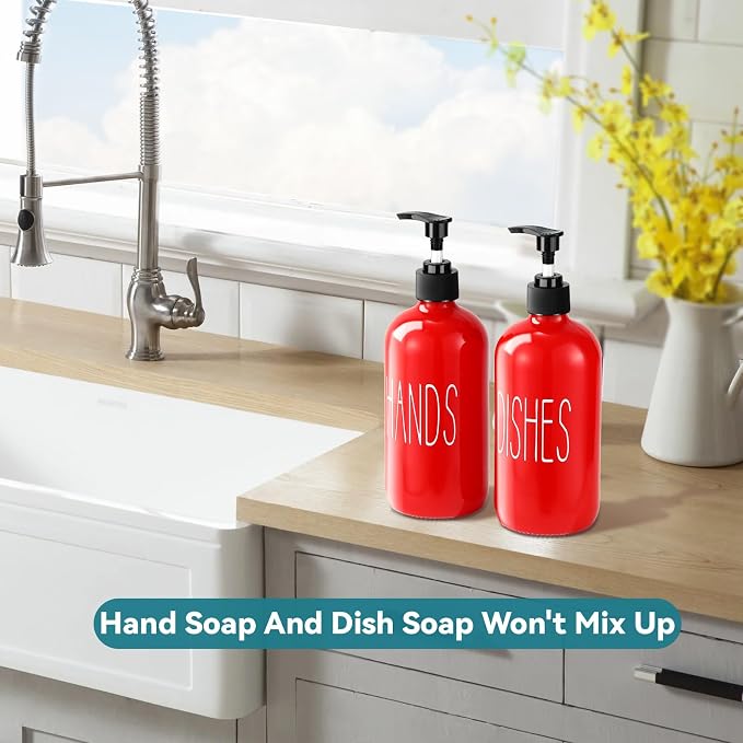 COHOSEGE Glass Soap Dispenser Set 2 Pack, 16 Oz Dish Soap Dispenser - Image 5
