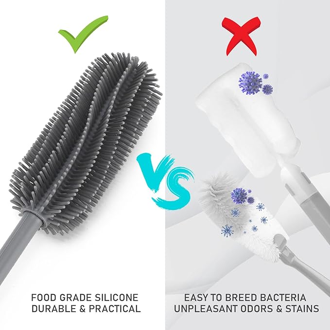 15.7" Silicone Bottle Brush, ddLUCK Water Bottle Cleaner Brush - Image 5