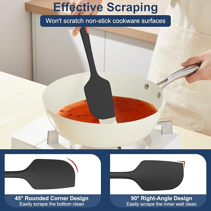 4 Pcs Silicone Spatula Set, 11.4 In, 600°F Heat Resistant Rubber Spatulas - Image 4