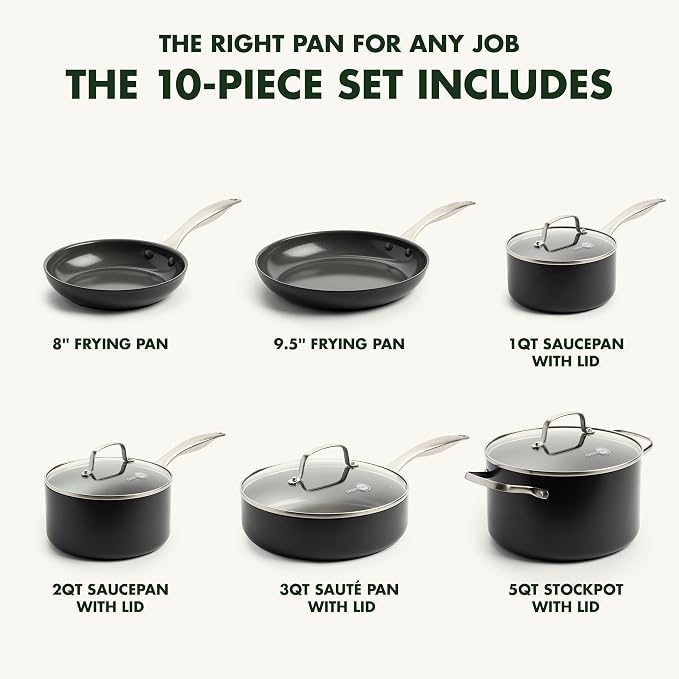 GreenPan Canterbury Hard Anodized Healthy Ceramic Nonstick, 10 Piece Cookware - Image 5