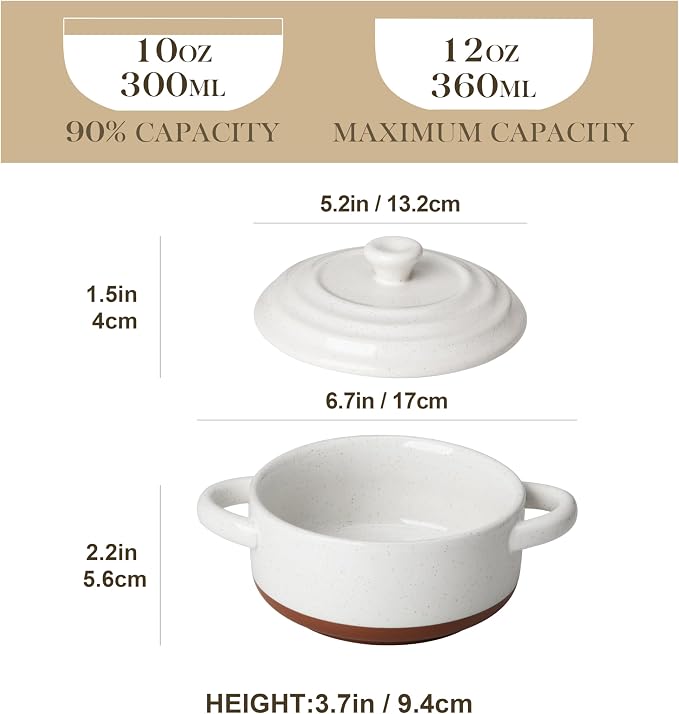 MALACASA Mini Cocotte Set - 12 OZ Small Casserole Dishes - Image 2