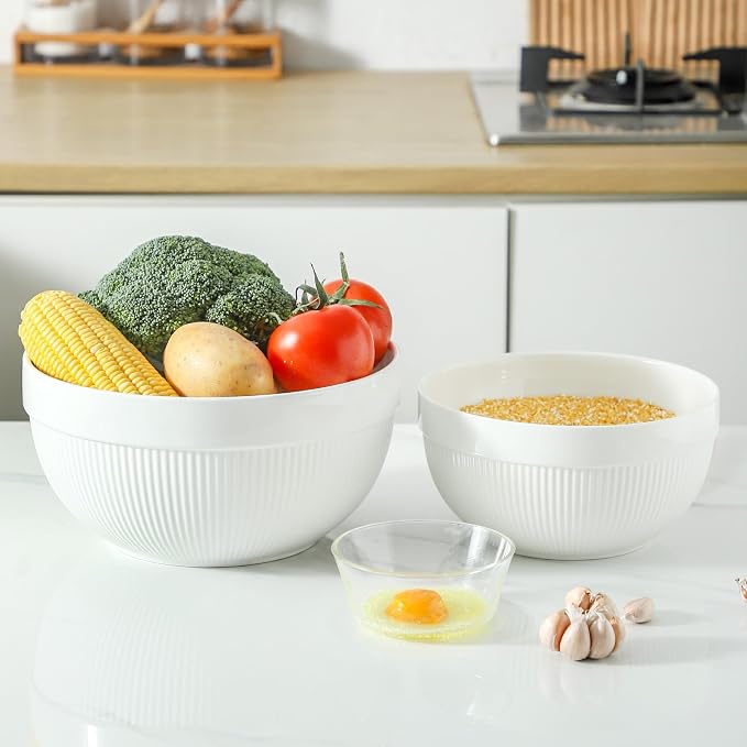 Ceramic Large Mixing Bowls for Kitchen, Dough Bread Making Bowl, 10 inch + 8 - Image 8