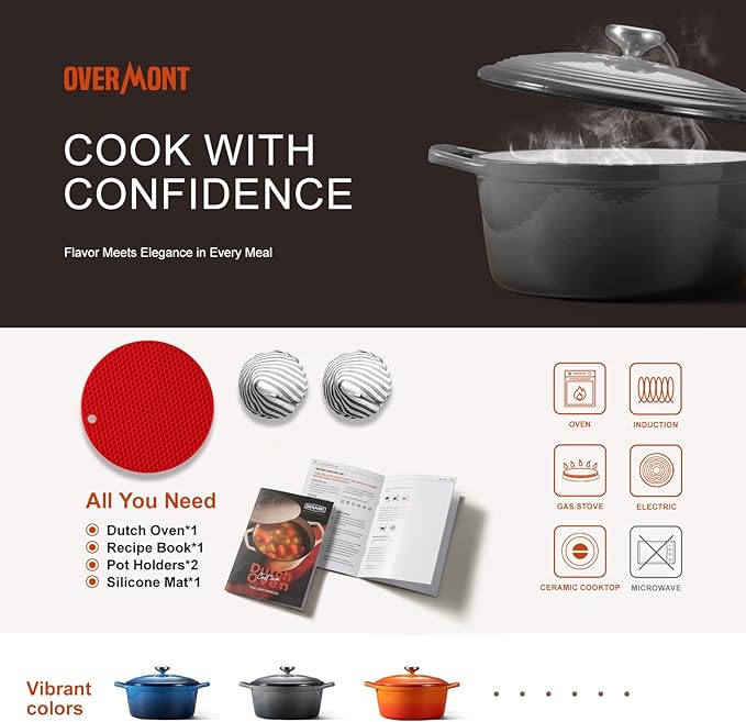 Overmont Enameled Cast Iron Dutch Oven - Image 6