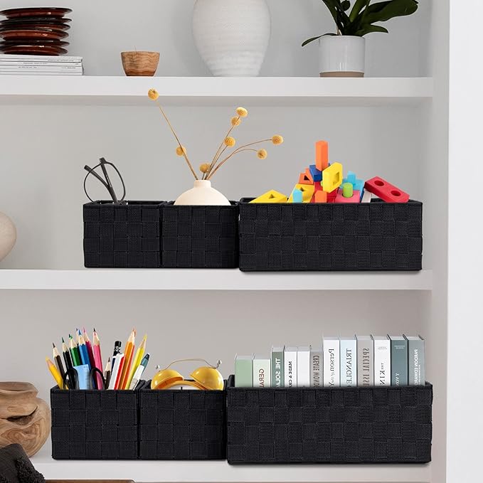 Posprica Woven Storage Baskets for Organizing 6 Pack, Large&Small Storage Cube - Image 5