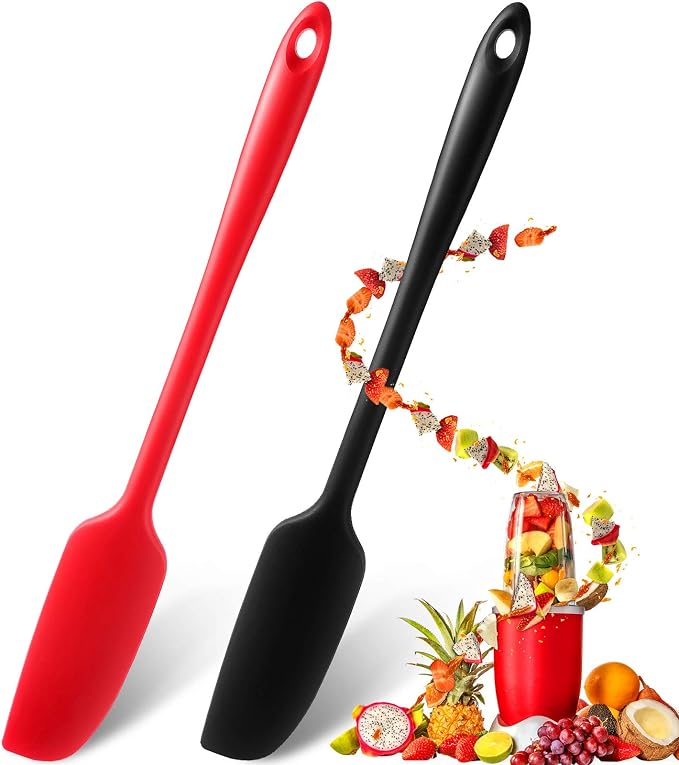 Patelai 2 Pieces Silicone Jar Spatula Long Handle Non-stick Rubber Scraper Heat by Patelai