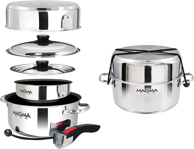 Magma 7 Piece Gourmet Nesting Stainless Steel Cookware Set - Image 5