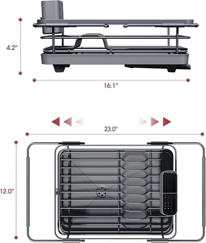 Sakugi Extendable Dish Drying Rack Over Sink - Image 3