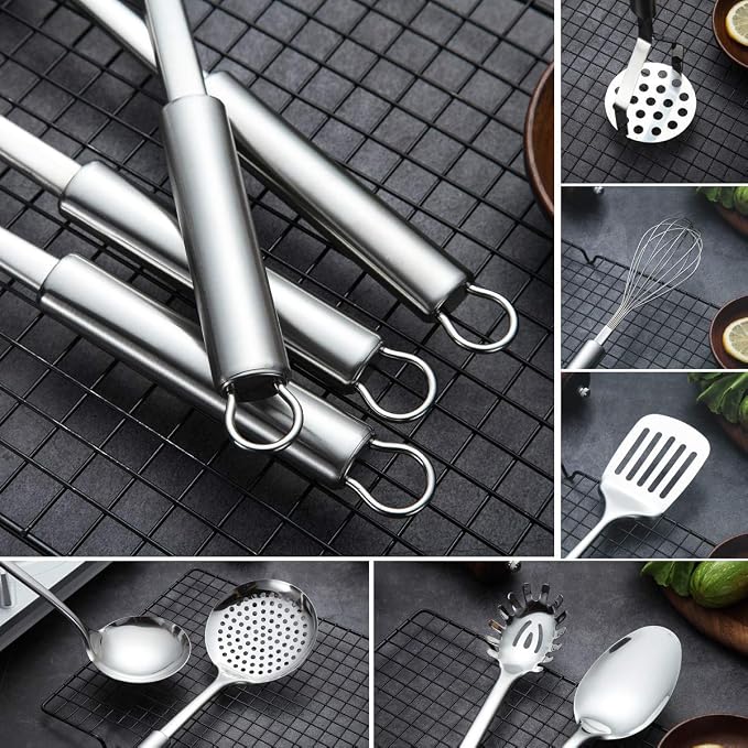 Berglander Cooking Utensil Set 8 Piece, Stainless Steel Kitchen Tool Set - Image 4