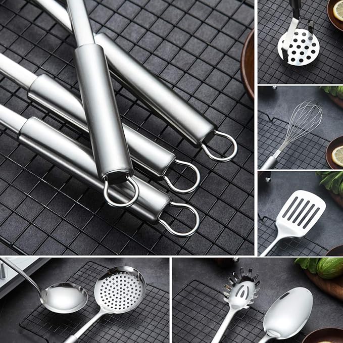Berglander Cooking Utensil Set 13 Piece Stainless Steel Kitchen Tool Set - Image 4