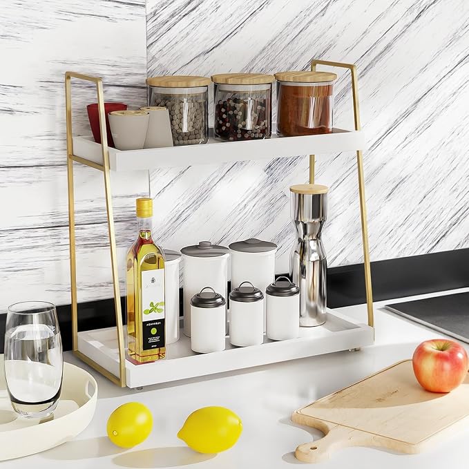 Coffee Bar Organizer for Countertop, 2 Tier Wooden Shelf for Coffeebar - Image 6