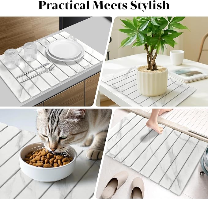 Large Stone Dish Drying Mats for Kitchen Counter, Fast Drying Collapsible Dish - Image 7