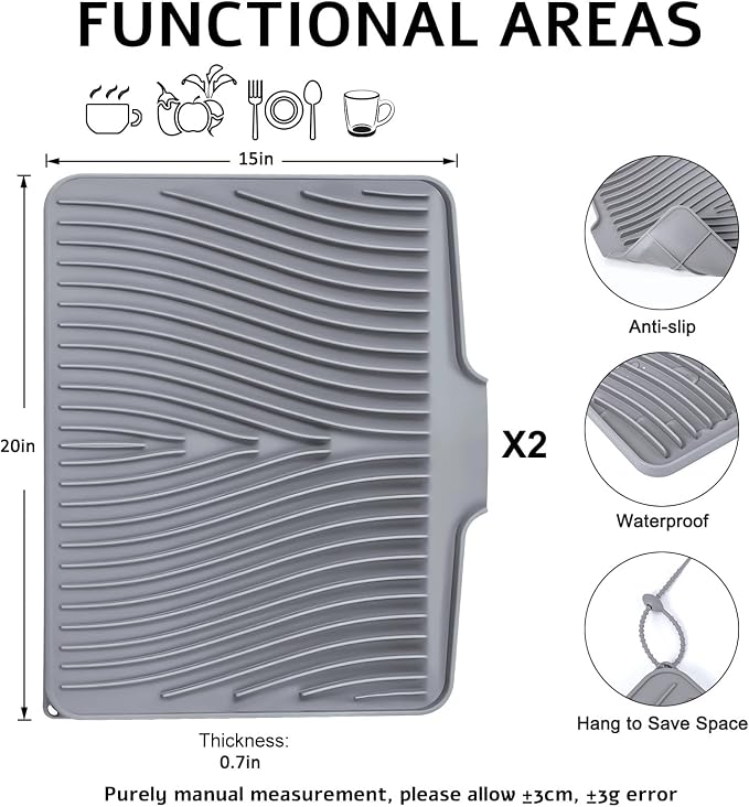 TIKNIK Silicone Dish Drying Mat, Stone Drying Mat - Image 2