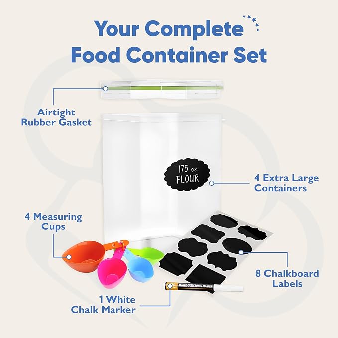 Chef's Path Kitchen Storage Box Set of 4 Extra Large Airtight Food Storage Jars - Image 2