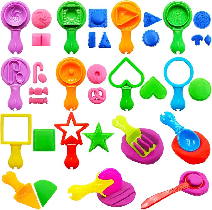 FRIMOONY Dough Tools Set for Kids, Various Plastic Molds, 45 Pieces - Image 2