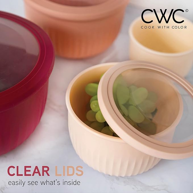 COOK WITH COLOR Prep Bowls with Lids- Wide and Deep Nesting Plastic Small - Image 4