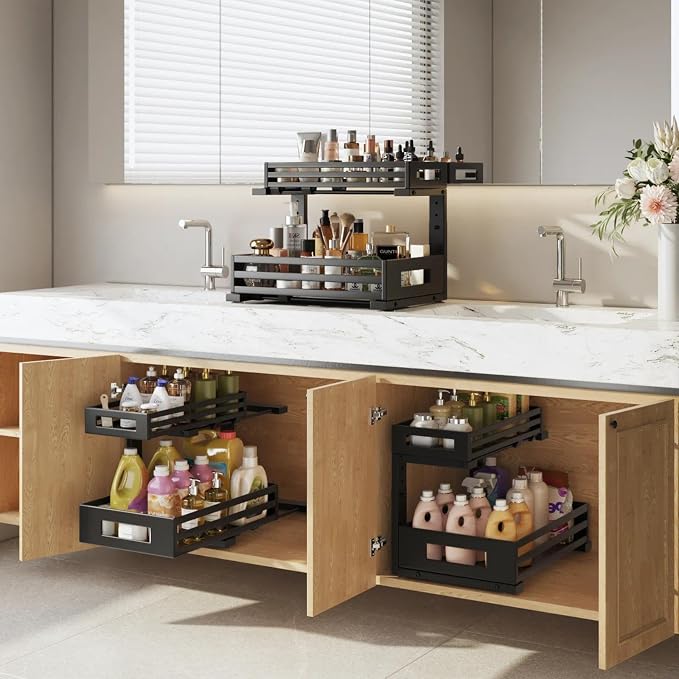 2-Pack Under Sink Organizer and Storage, 2-Tier L Shape Pull Out Cabinet - Image 8