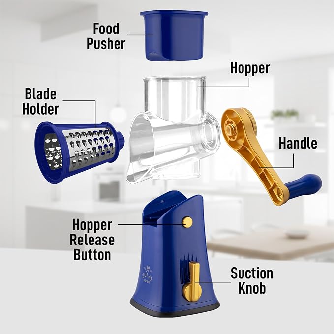 Zulay Kitchen Rotary Cheese Grater 5 Blade Cheese Shredder - Image 8