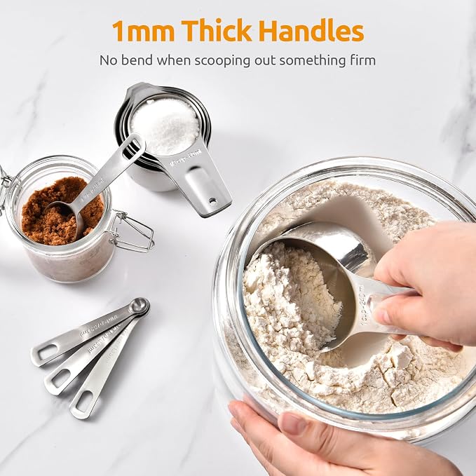 Measuring Cups and Spoons 12 Pieces: U-Taste 18/8 Stainless Steel Kitchen Metal - Image 5