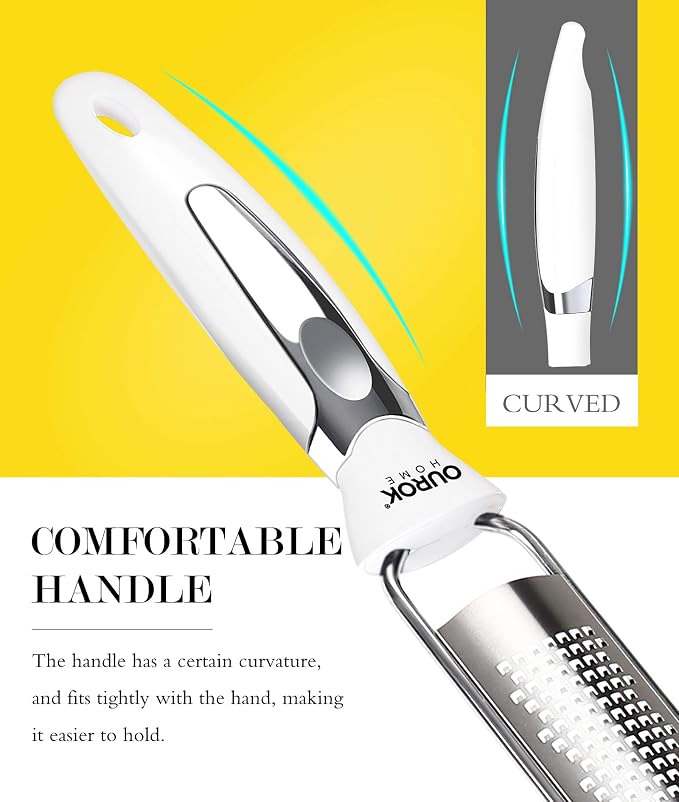 Ourokhome Kitchen Lemon Zester, Stainless Steel Hand Held Parmesan Cheese Grater - Image 2