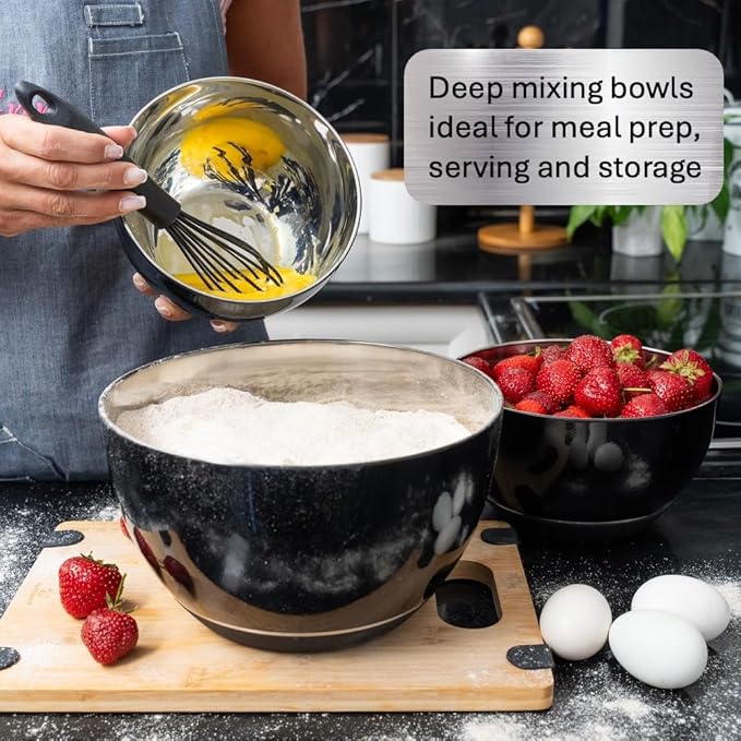 WHYSKO Stainless Steel Mixing Bowls Set of 3 - Image 3