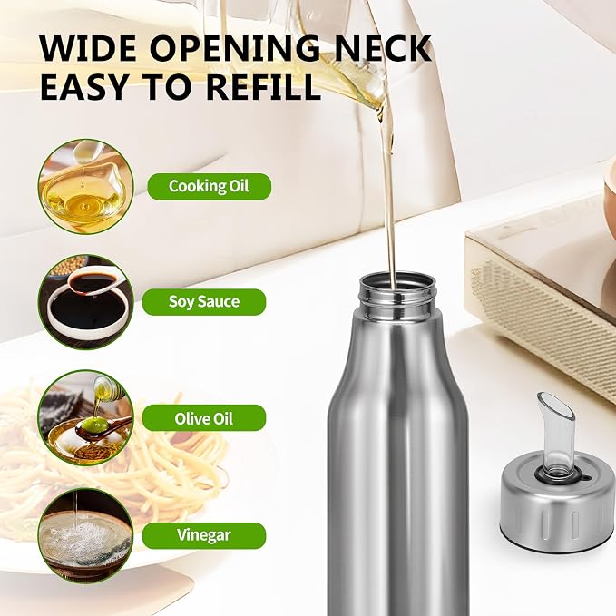 Stainless Steel Oil Dispenser Bottle - 750ML Leak-Proof Oil Container - Image 5