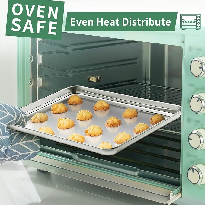 Baking Sheets Set of 2, HKJ Chef Cookie Sheets 2 Pieces & Stainless Steel - Image 6