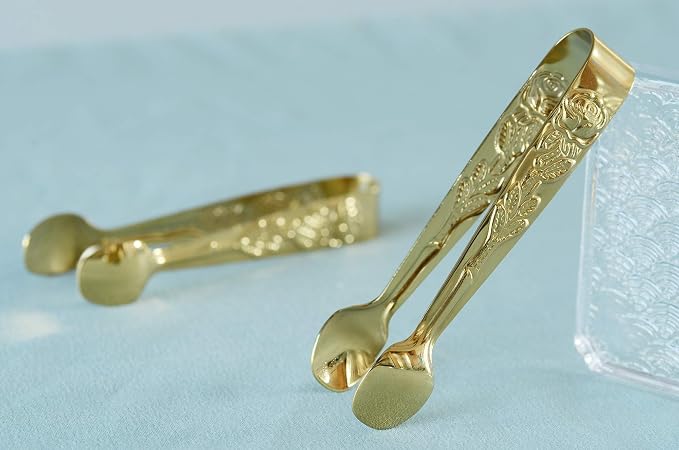HINMAY 6PCS Mini Serving Tongs 4 Inches Small Rose Sugar Cube Tongs - Image 3