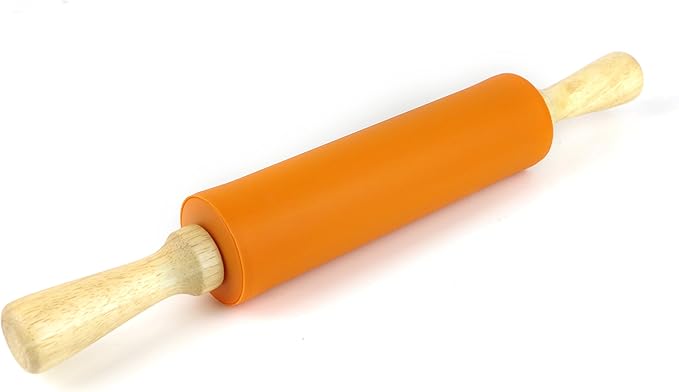 Silicone Rolling Pin for Baking Non-stick Rolling Pin Dough Roller Wooden by Remeel
