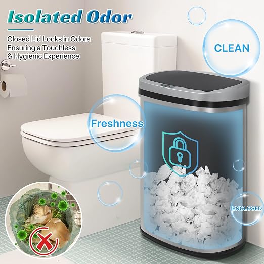 Dkeli 13 Gallon Automatic Motion Sensor Trash Can, Stainless Steel Touchless - Image 6