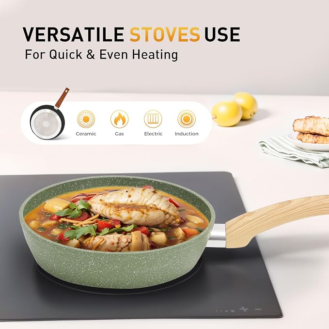 17 Piece Pots and Pans Set Non Stick, Nonstick Induction Granite Kitchen - Image 6