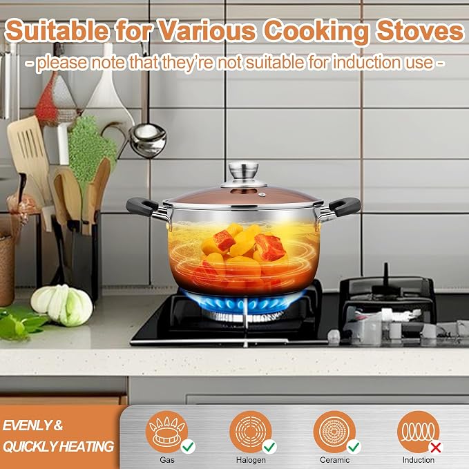 TeamFar Stock Pot 4qt, Stainless Steel Stock Soup Pasta Pot - Image 4