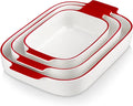 MALACASA Casserole Dishes for Oven, Ceramic Baking Dishes Set of 3, Rectangular by MALACASA