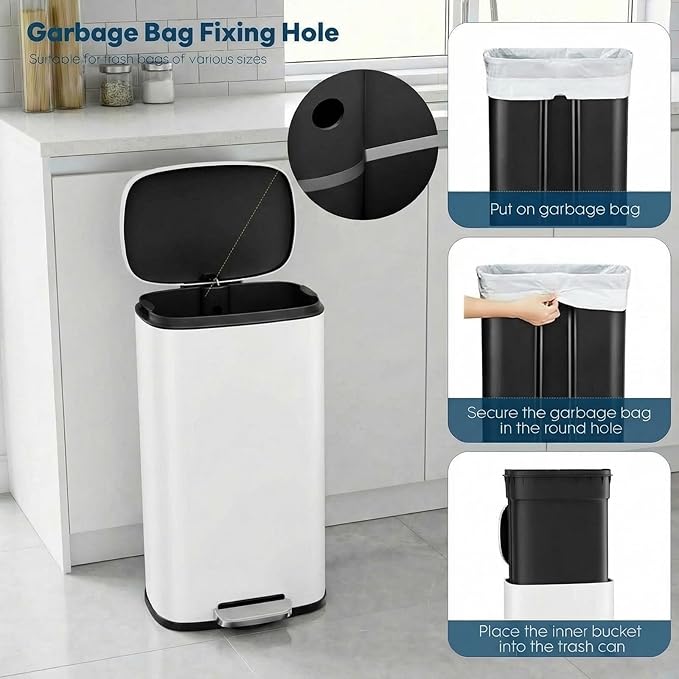 13.2 Gal Kitchen Trash Can, 50L Recycling or Garbage Bin, Brushed Stainless - Image 6