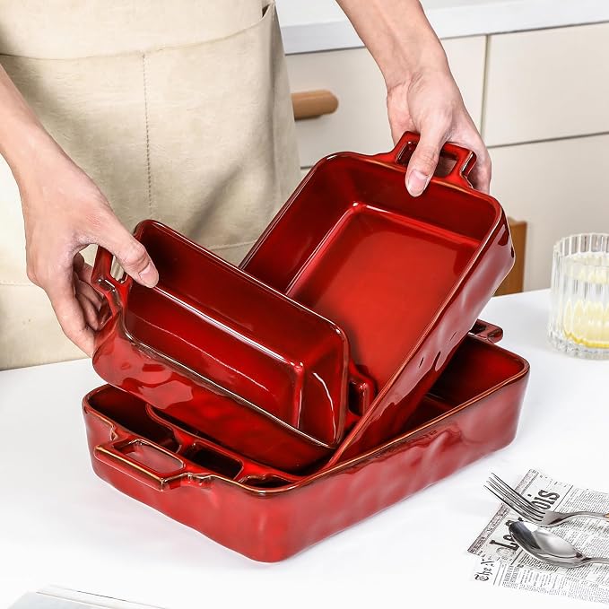 VICRAYS Ceramic Bakeware Set, Porcelain Rectangular Baking Dish, Baking Pan - Image 6