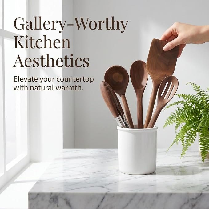 Salt & York 5-piece Walnut Wooden Kitchen Utensil Set - Image 2