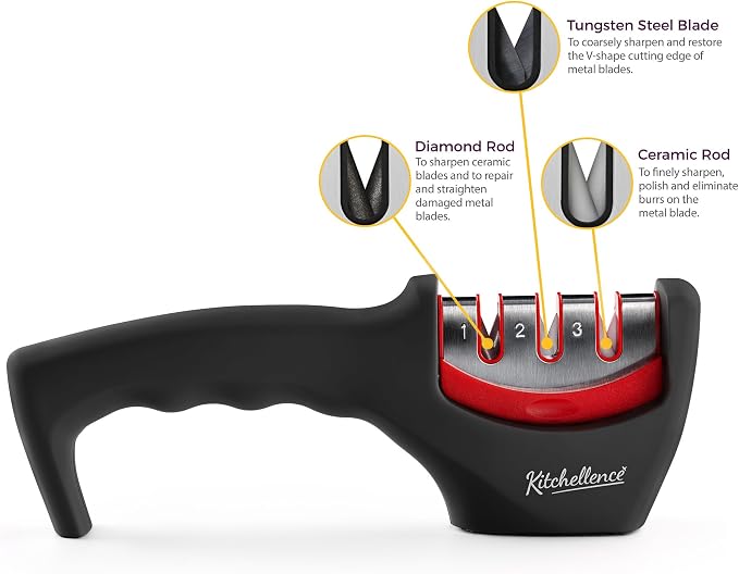 4-in-1 Kitchen Knife Accessories: 3-Stage Knife Sharpener Helps Repair - Image 3