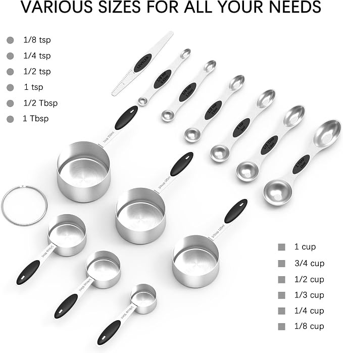 TILUCK magnetic measuring spoons set and measuring cups, stainless steel - Image 2