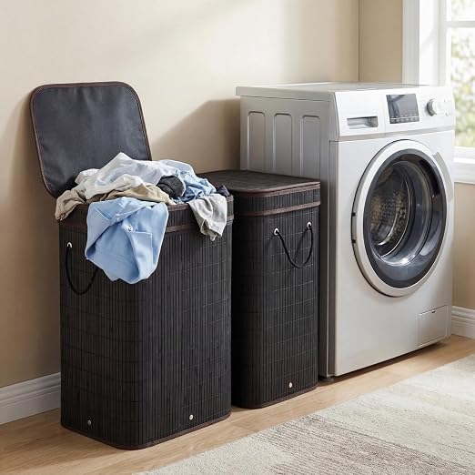 2 Pack 21 Gallon Bamboo Slim Trash Can - Image 6